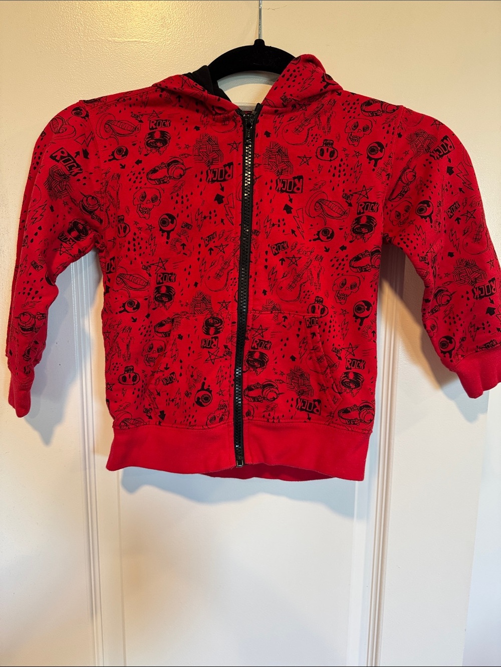 Kids Red Graphic Zip-Up Hoodie